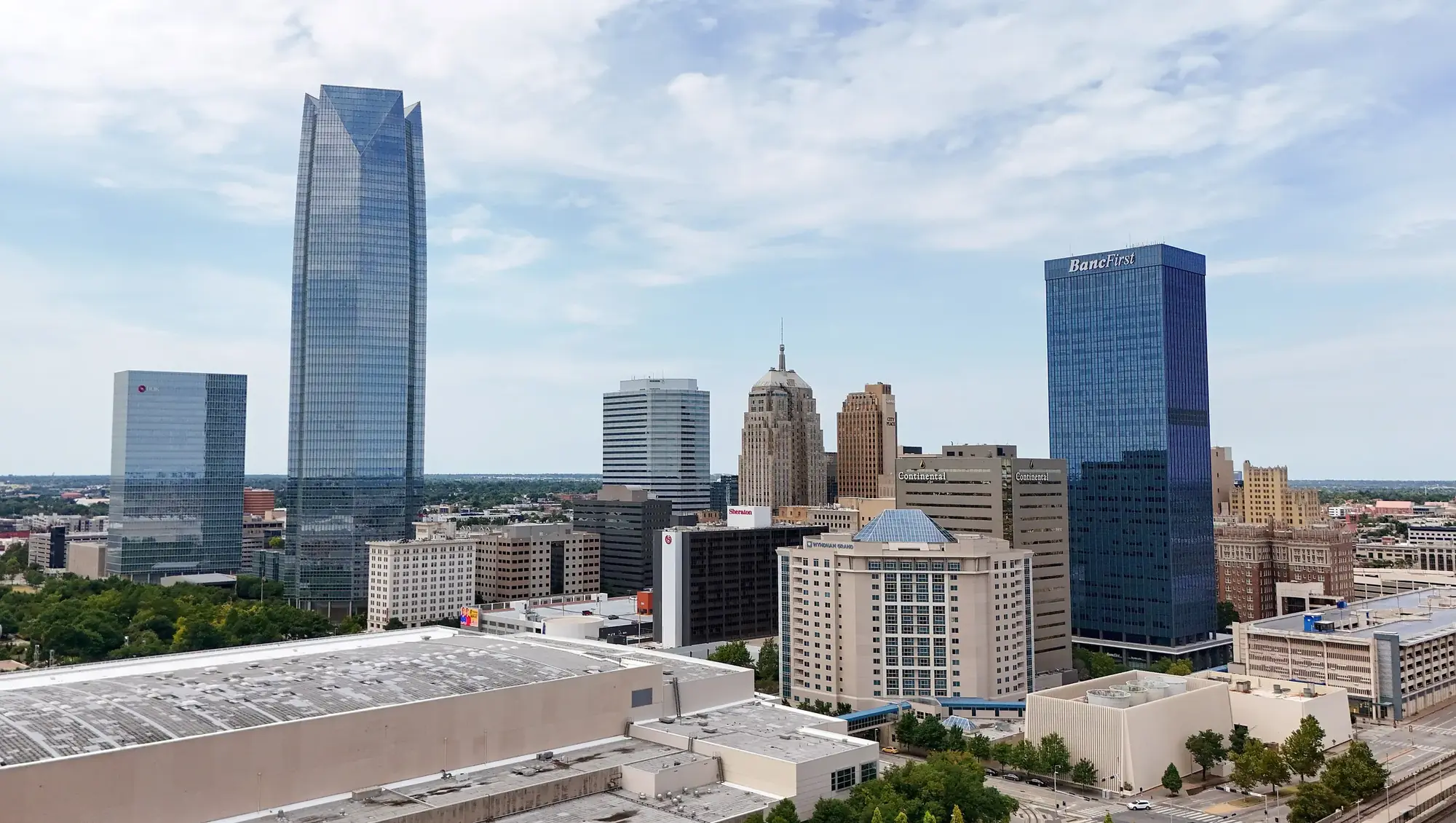 Aerial view of the downtown Oklahoma City skyline